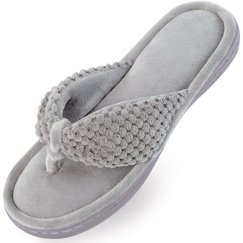 Parlovable Women's Flip Flop Slippers Memory Foam Slip on Thong Slipper, Breathable Cozy Open Toe House Shoes, Anti-Skid Rubber Sole Sandal Indoor Outdoor Grey 7-8 - Image 1